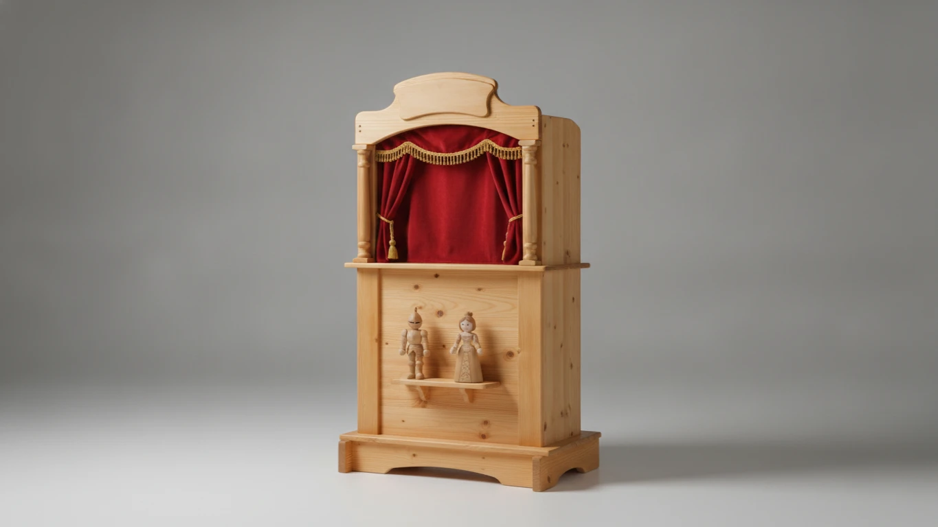 Floor-Standing Wooden Puppet Theater