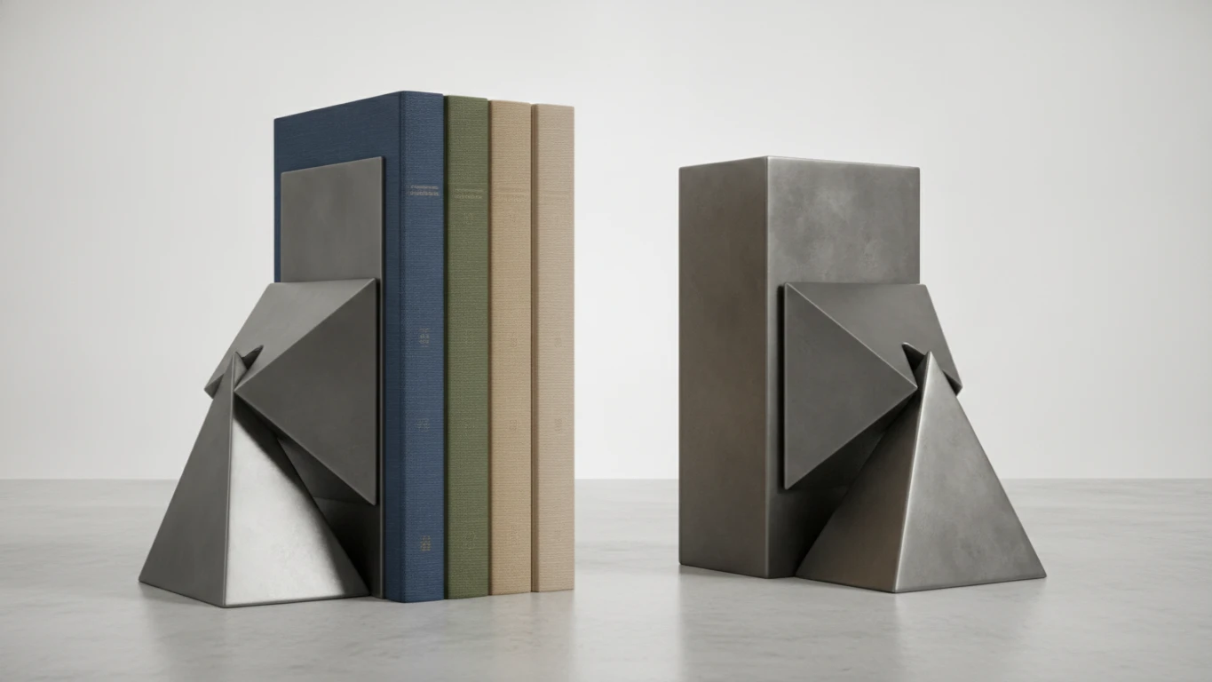Geometric Heavyweight Metal Bookends