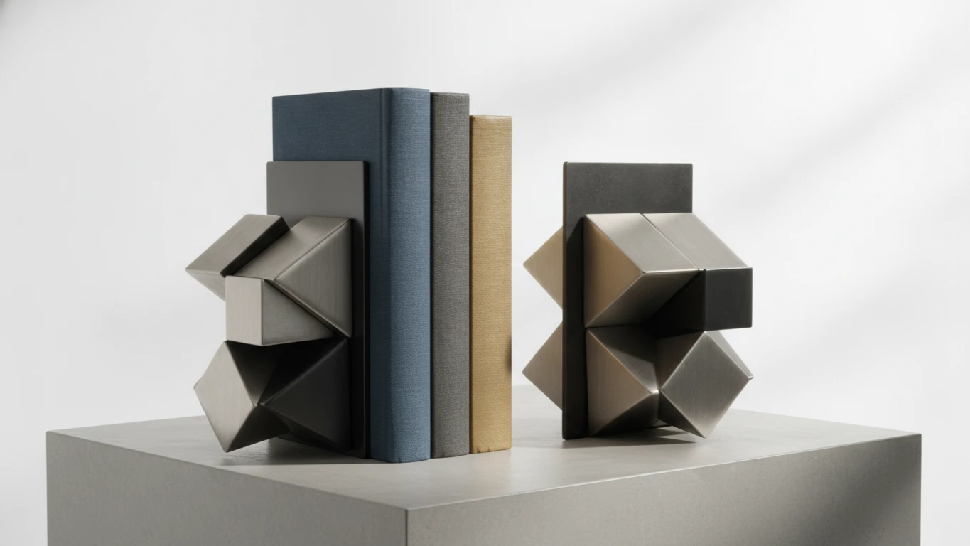 Geometric Metal Designer Bookends