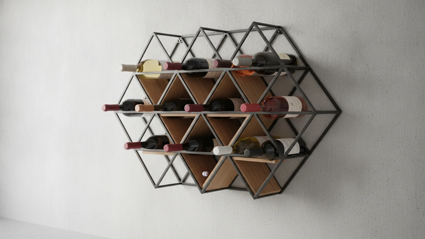 Geometric Wall-Mounted Wine Rack