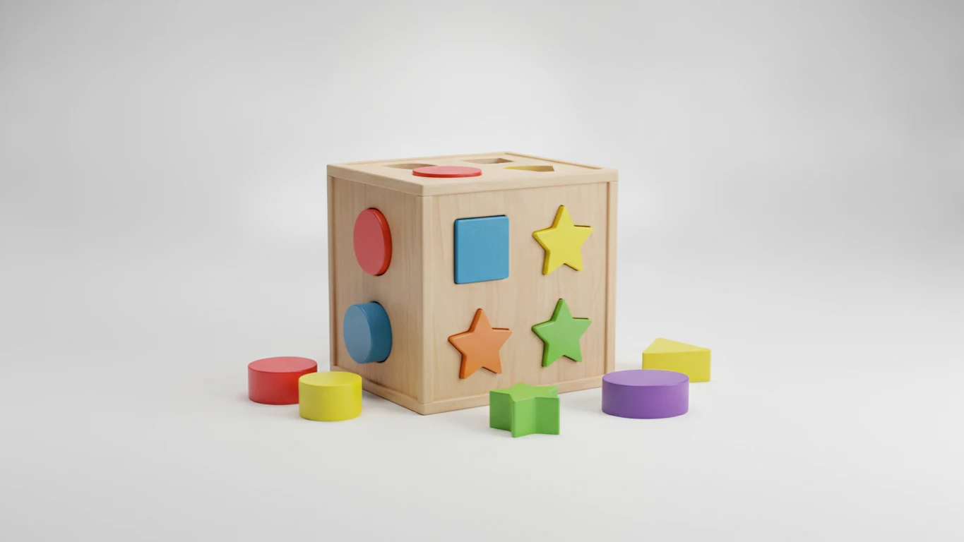Geometric Wooden Shape Sorter Cube