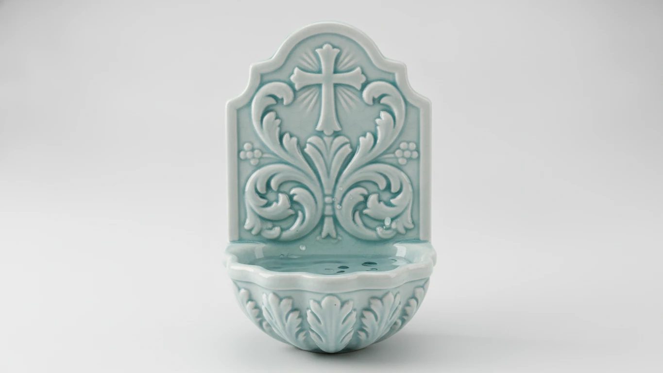 Glazed Ceramic Holy Water Font