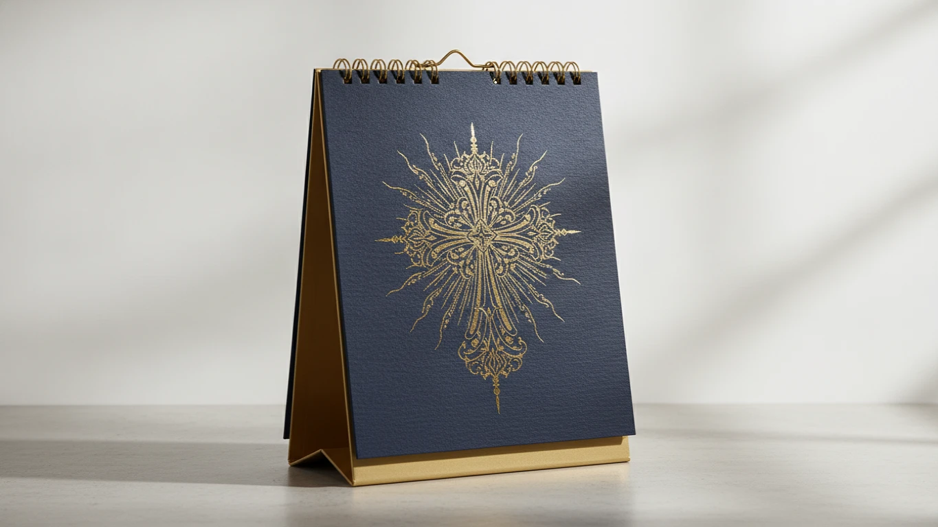 Gold-Foil Scripture Desktop Calendar