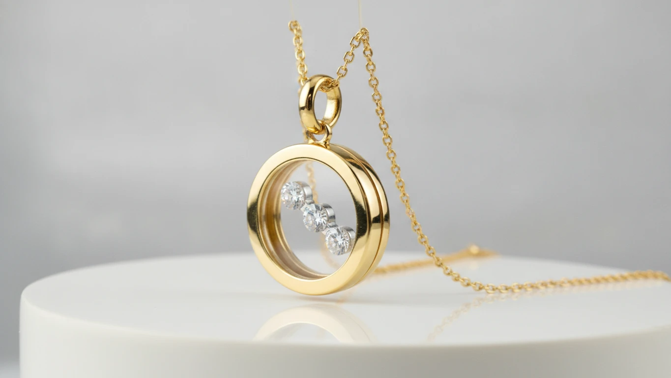 Gold-Plated Floating Locket Necklace