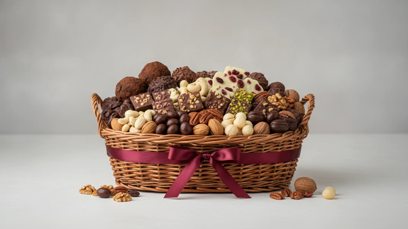 Gourmet Artisan Chocolate and Nut Basket