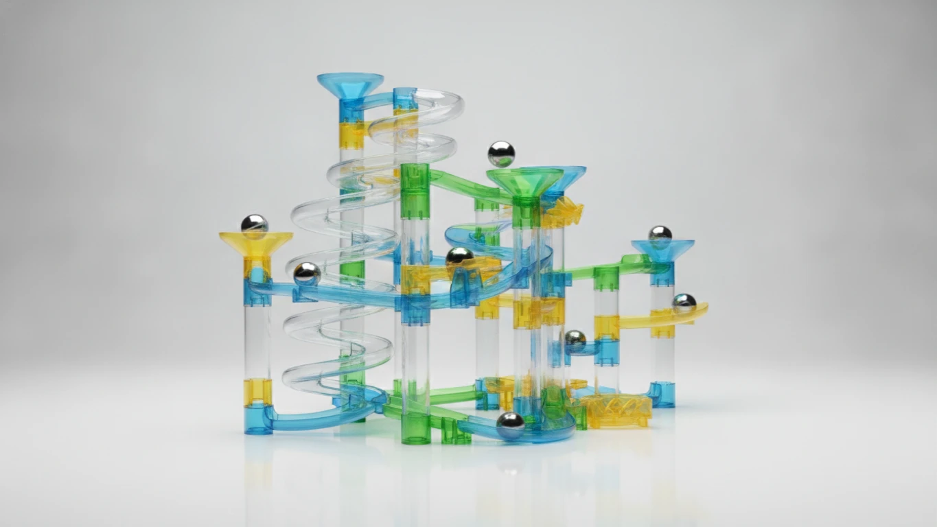 Gravity-Powered Marble Run Construction Set