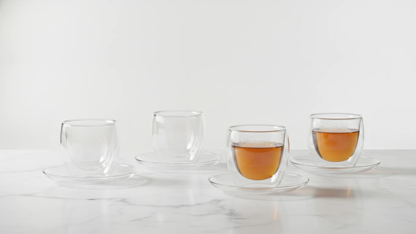 Hand-Blown Double-Walled Borosilicate Glass Set