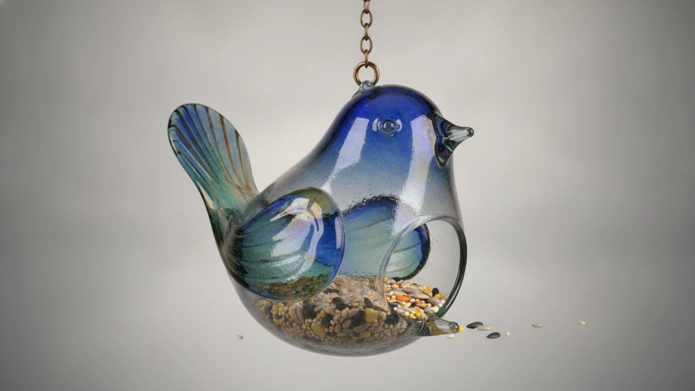 Hand-Blown Glass Bird Feeder