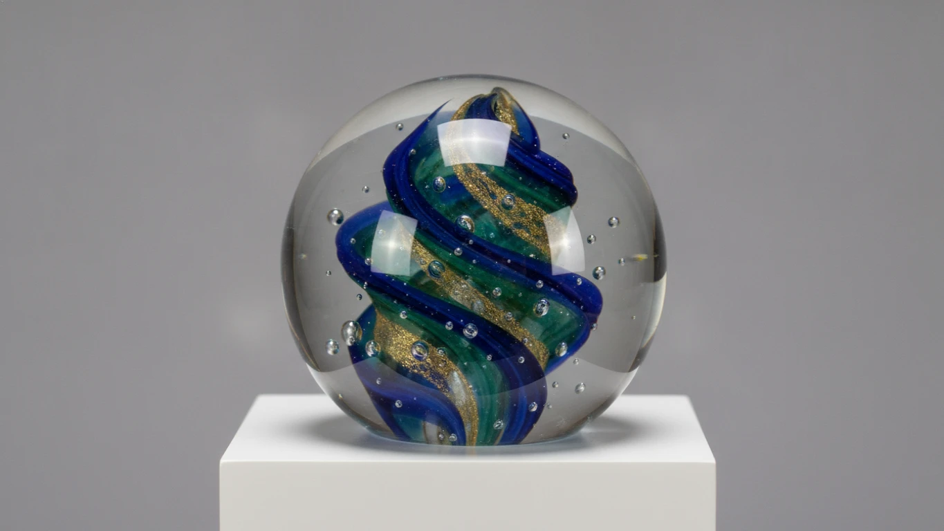 Hand-Blown Glass Paperweight