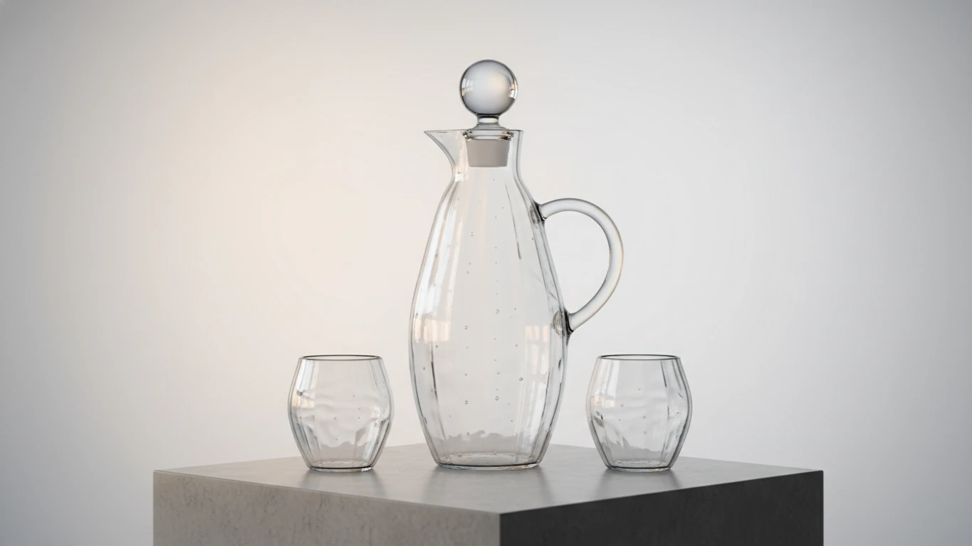 Hand-Blown Glass Water Carafe Set