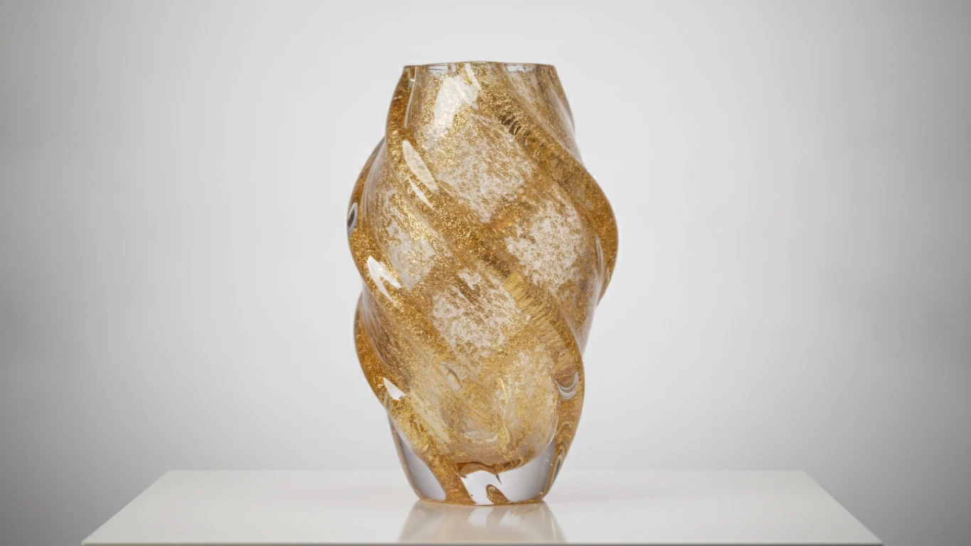 Hand-Blown Gold-Leaf Glass Vase