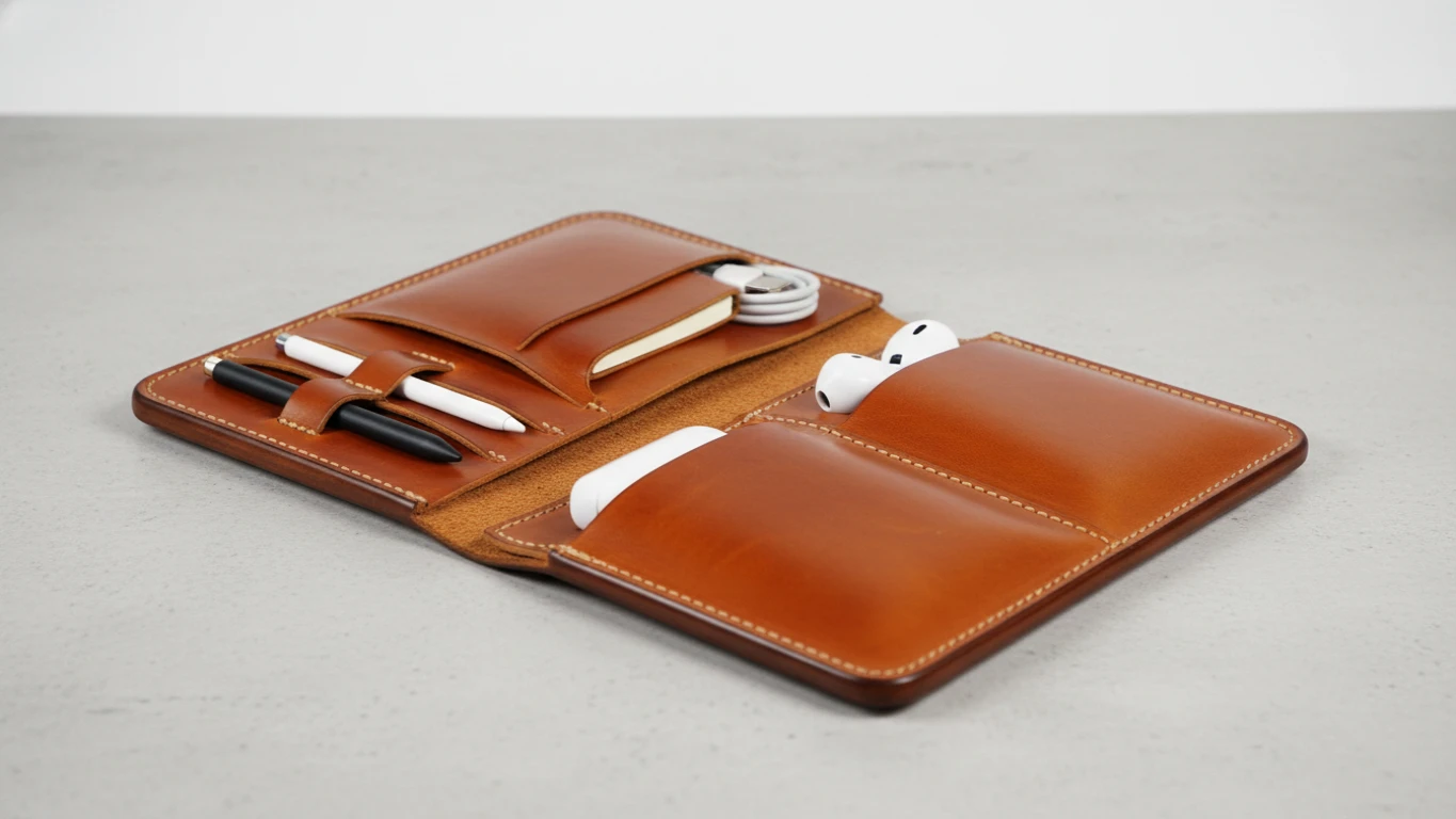 Hand-Burnished Leather Tech Organizer