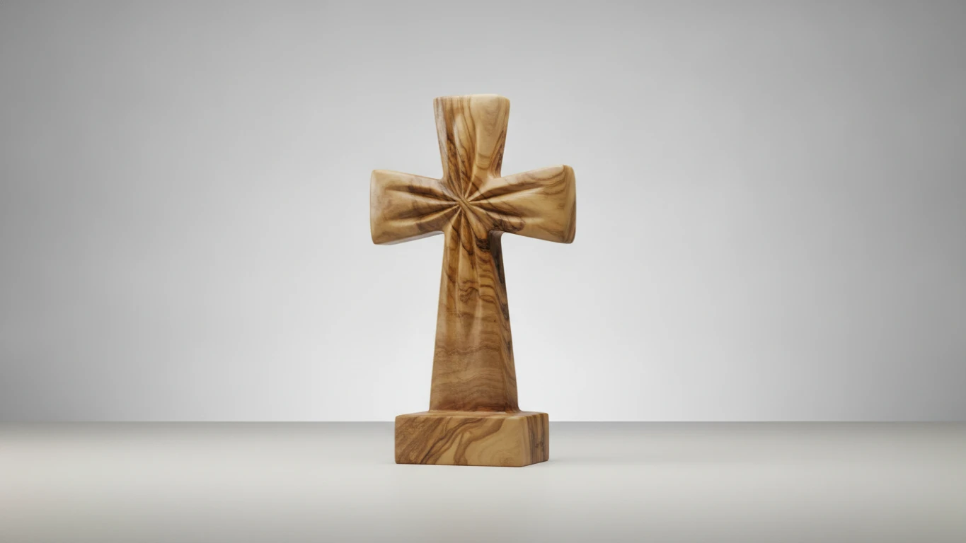 Hand-Carved Olive Wood Standing Cross