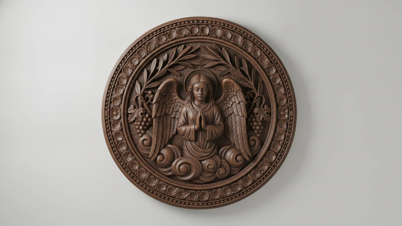 Hand-Carved Sacred Art Wall Plaque