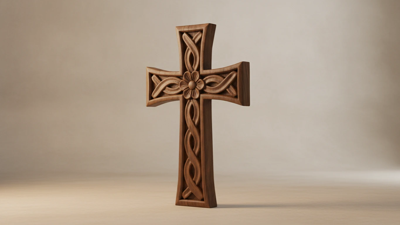 Hand-Carved Wooden Wall Cross