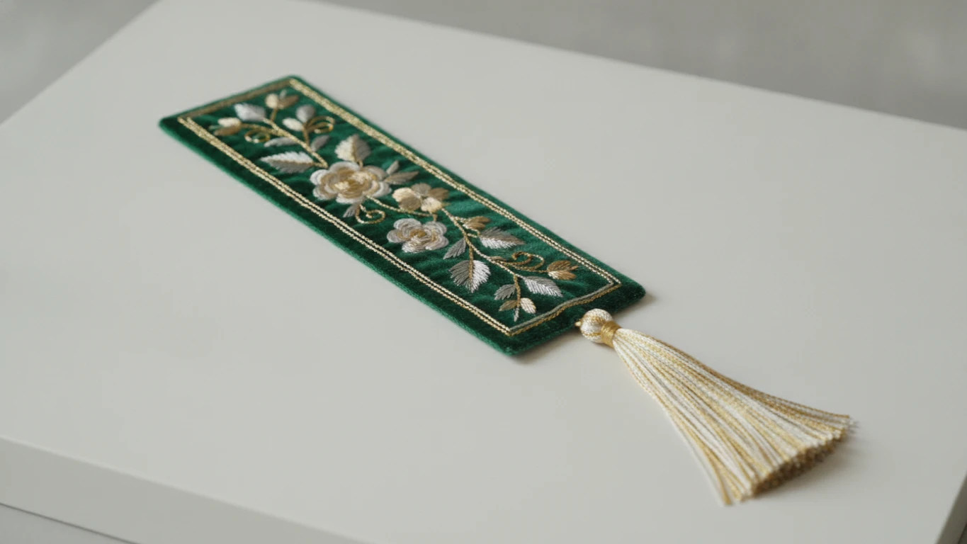 Hand-Embroidered Velvet Bookmark