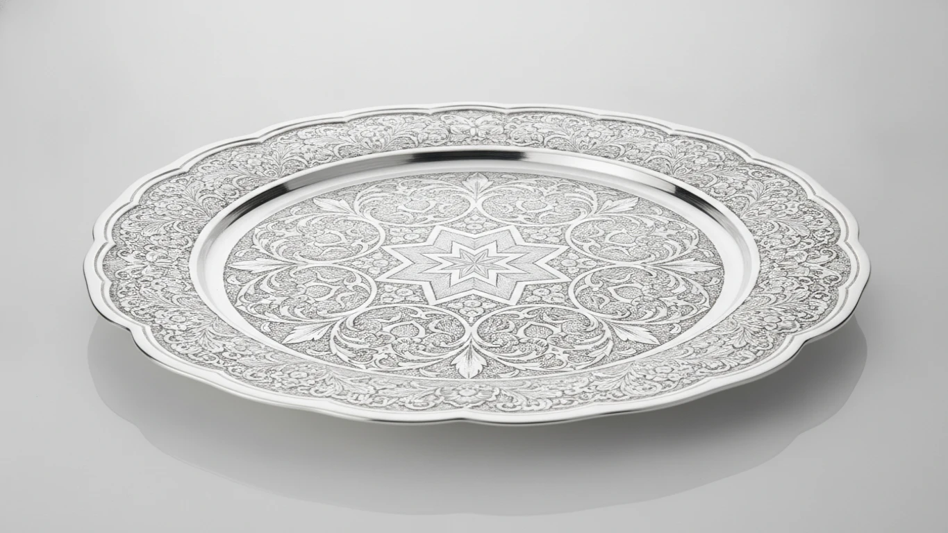 Hand-Engraved Silver Serving Platter