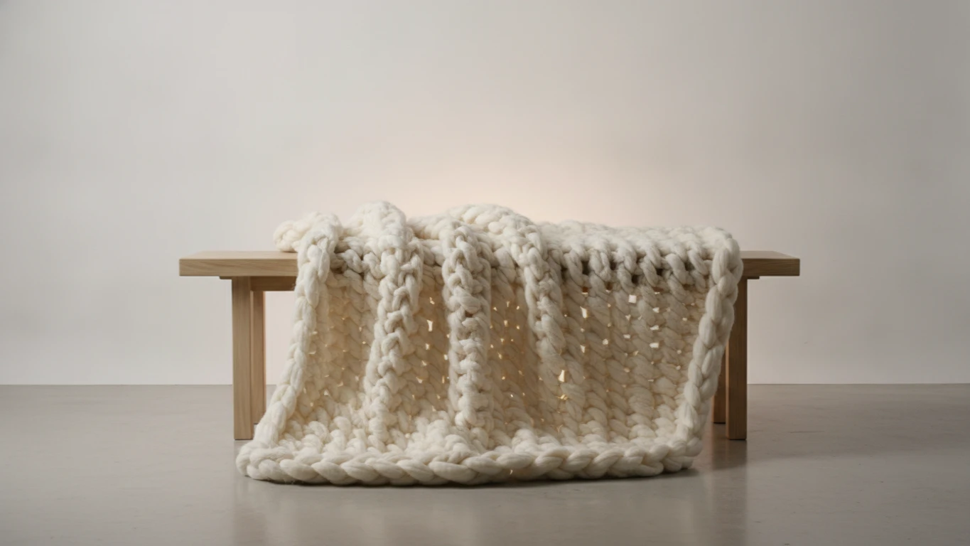 Hand-Knit Chunky Cotton Blanket
