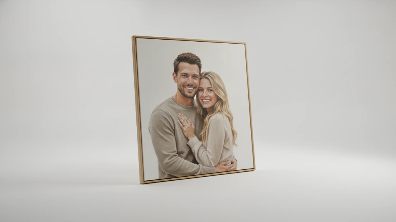 Hand-Painted Couple Portrait on Canvas