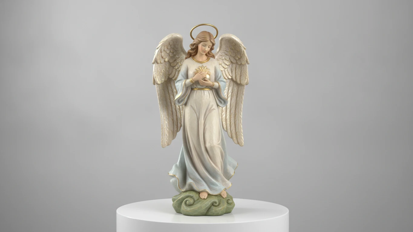 Hand-Painted Guardian Angel Figurine
