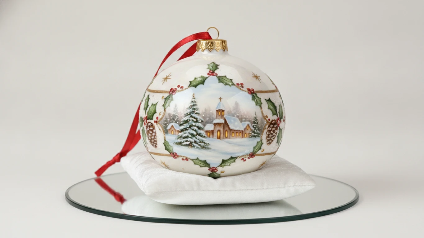 Hand-Painted Porcelain Christmas Ornament