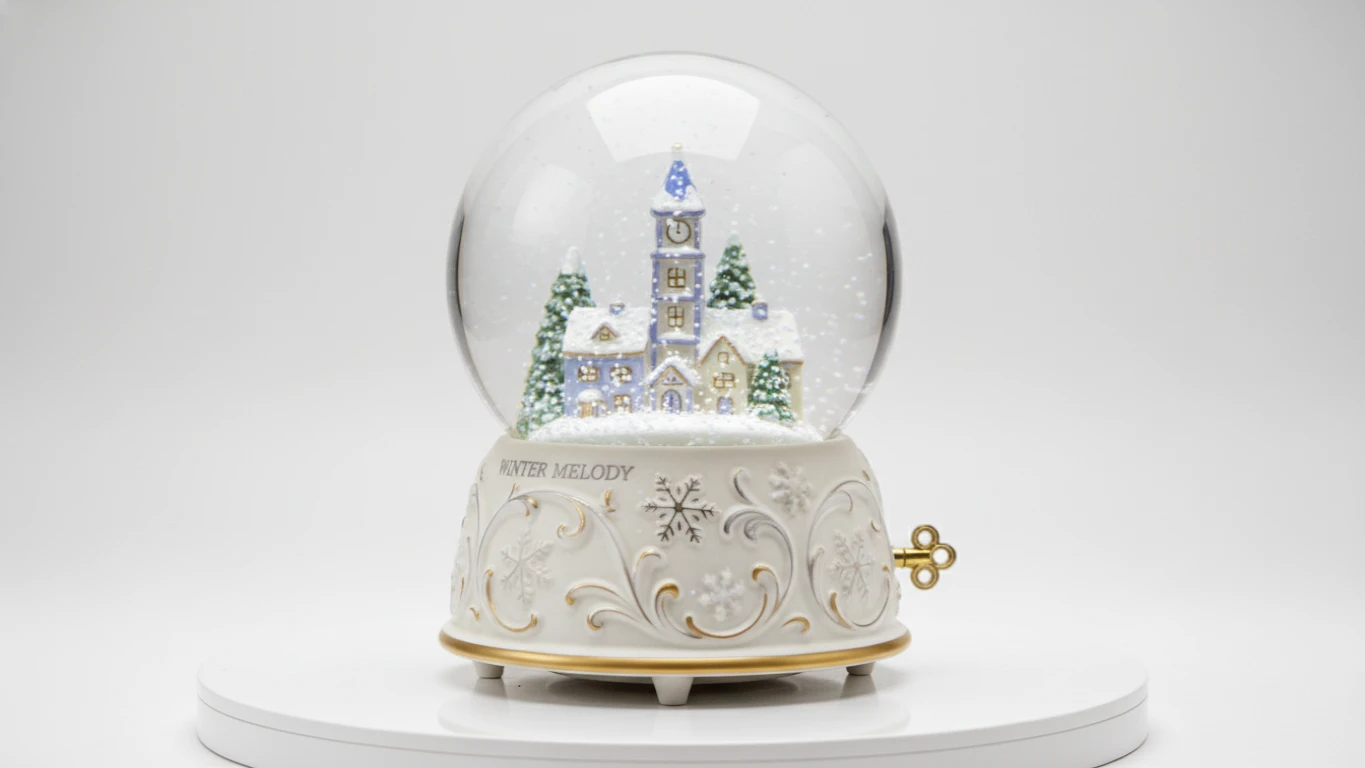 Hand-Painted Porcelain Musical Snow Globe
