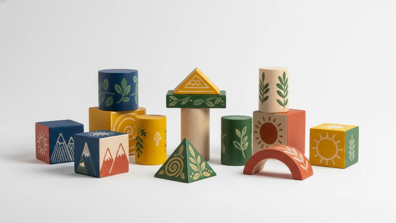 Hand-Painted Wooden Block Set