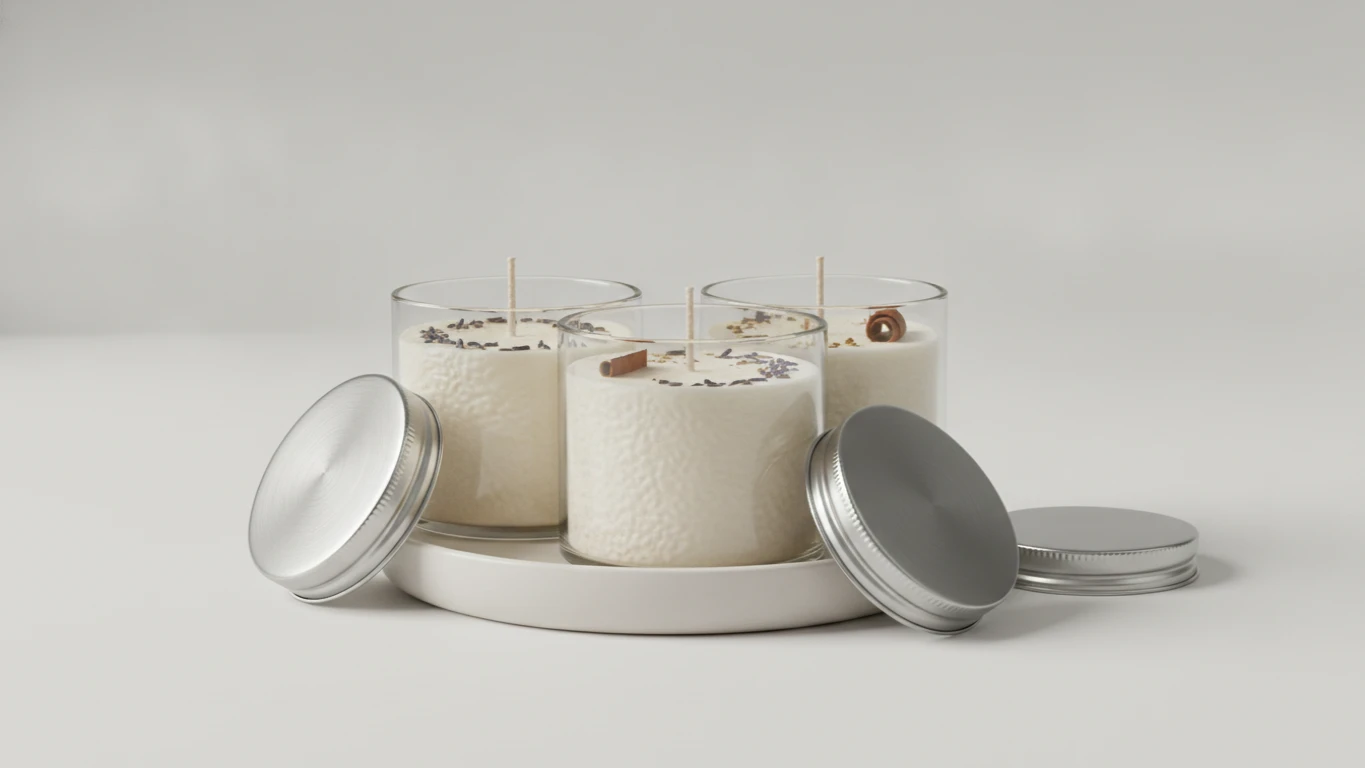 Hand-Poured Soy Candle Set with Silver Lids
