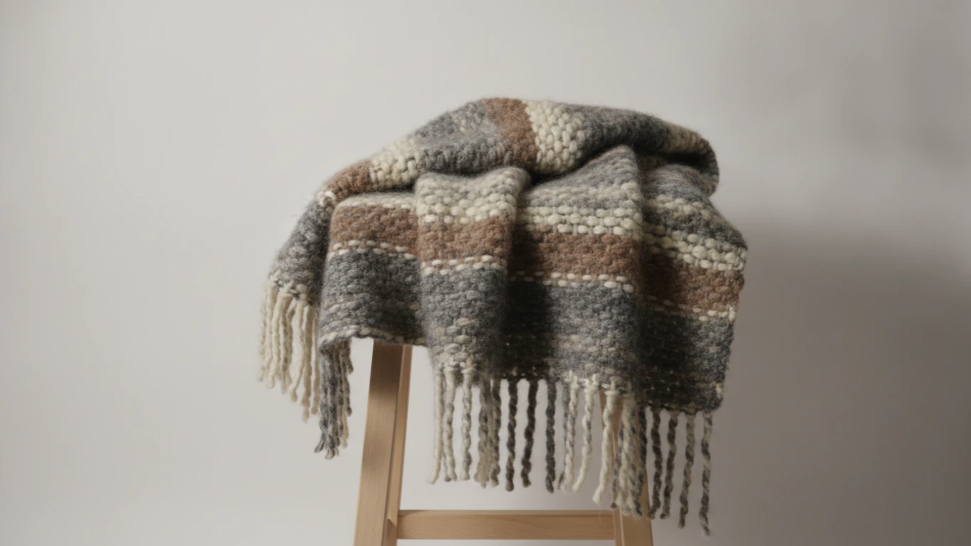 Hand-Woven Wool Throw Blanket