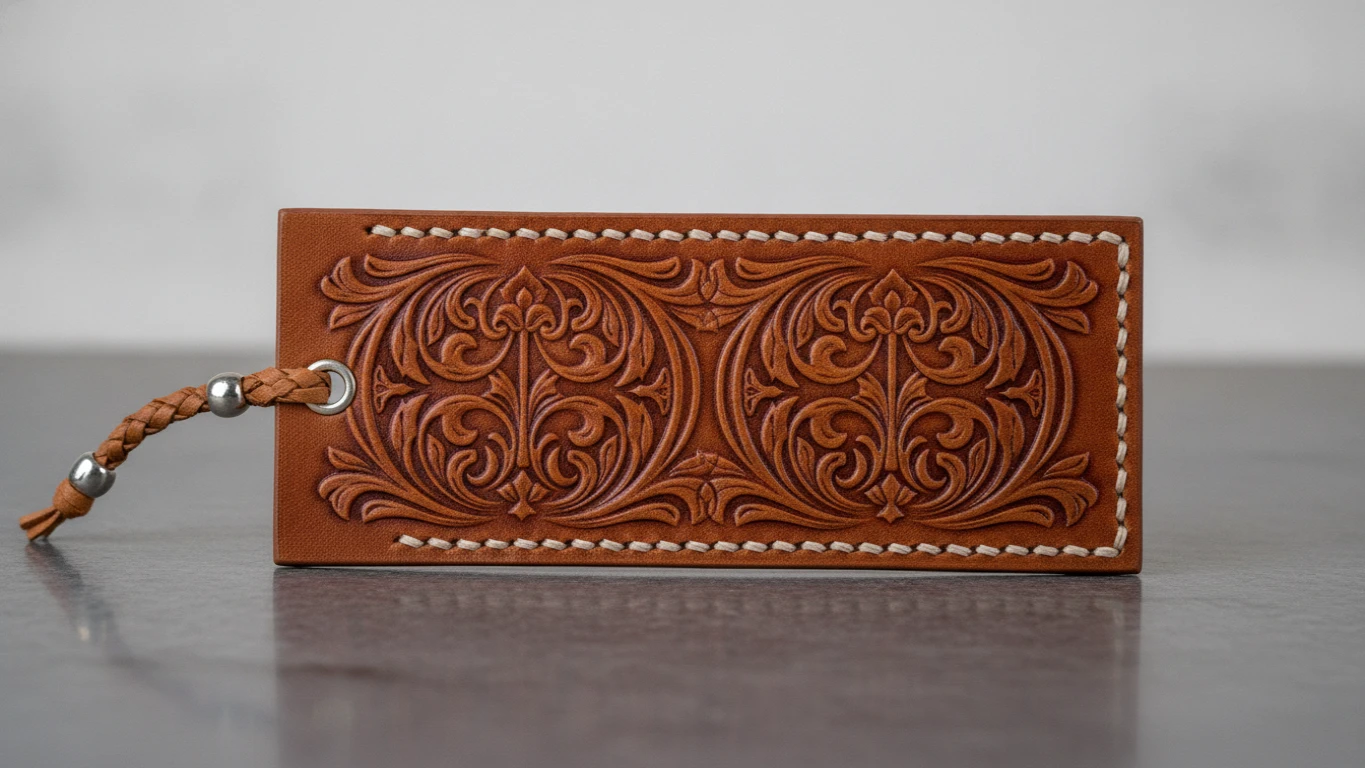 Handcrafted Embossed Leather Bookmark