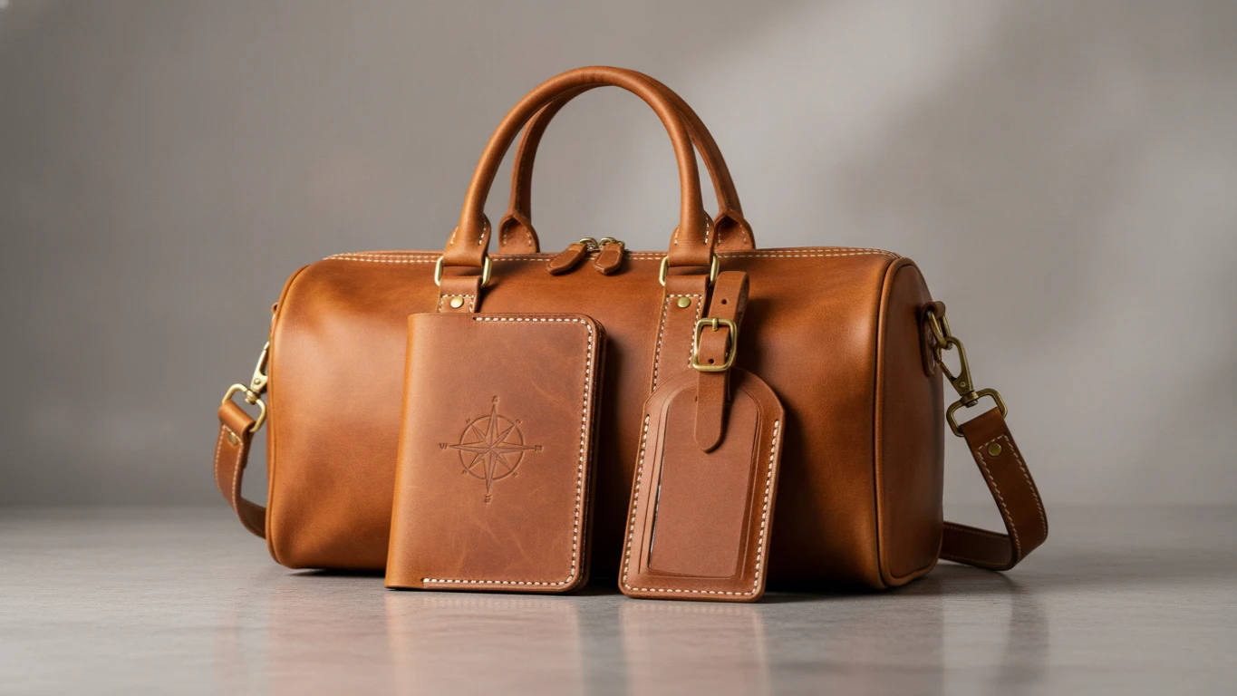 Handcrafted Leather Passport and Luggage Set