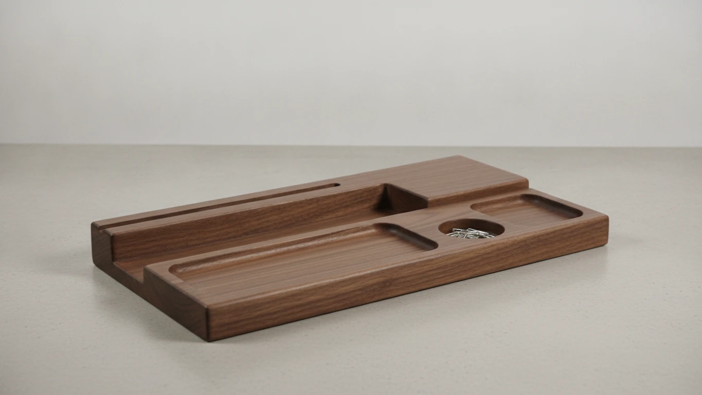 Handcrafted Solid Wood Desk Organizer