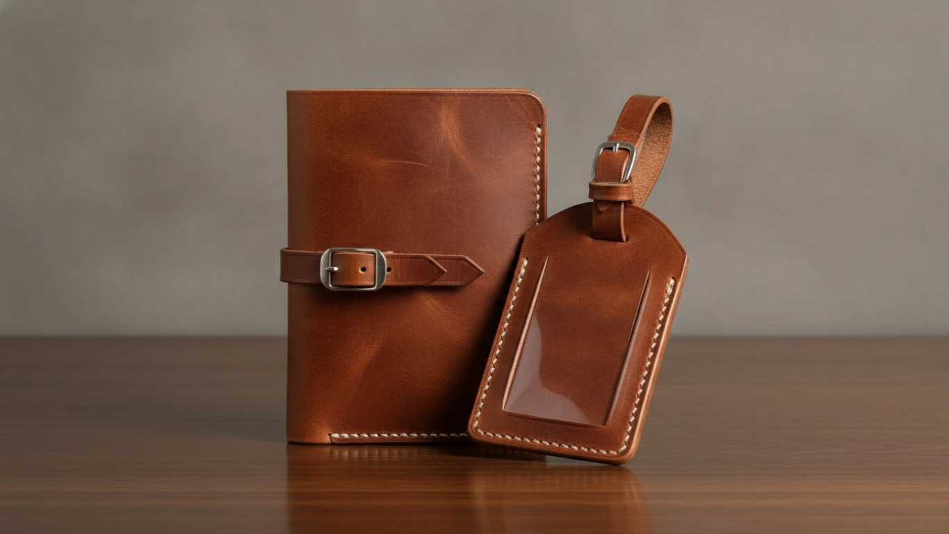 Handmade Leather Passport and Luggage Set