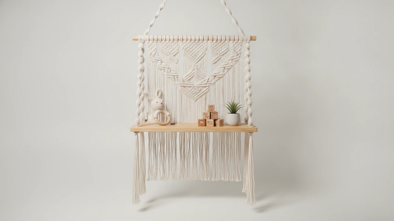 Hanging Macramé Nursery Shelf