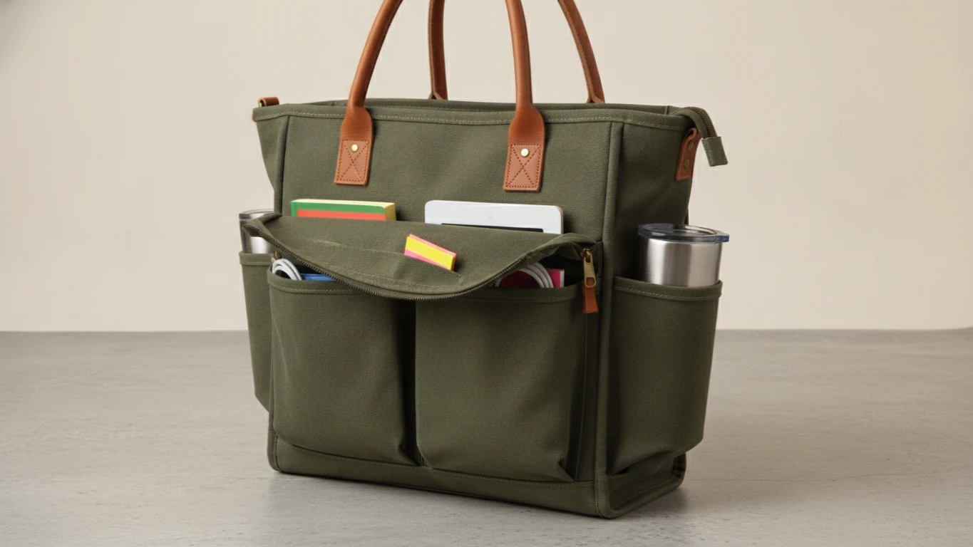 Heavy-Duty Canvas Teacher Tote Bag