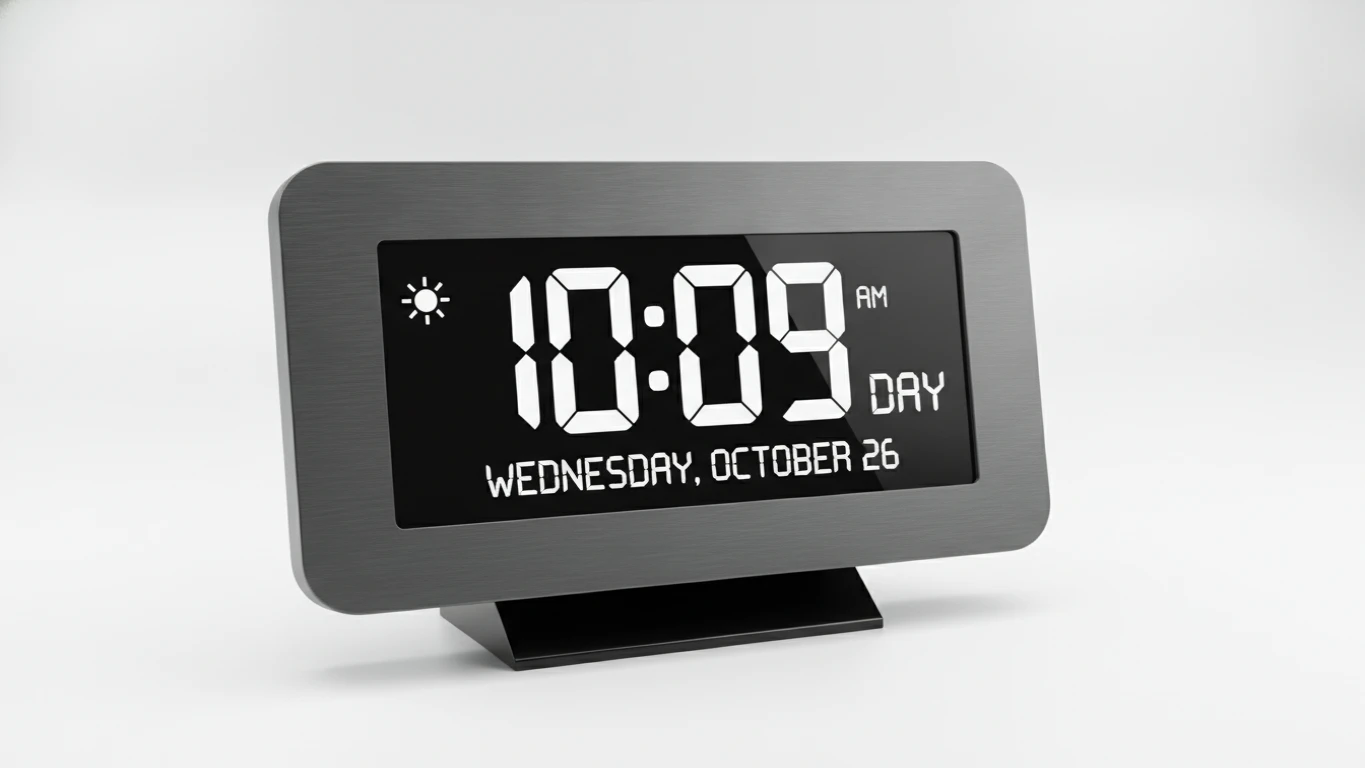 High-Contrast Digital Day and Night Clock