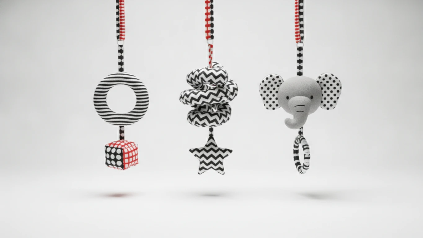 High-Contrast Hanging Stroller Toys
