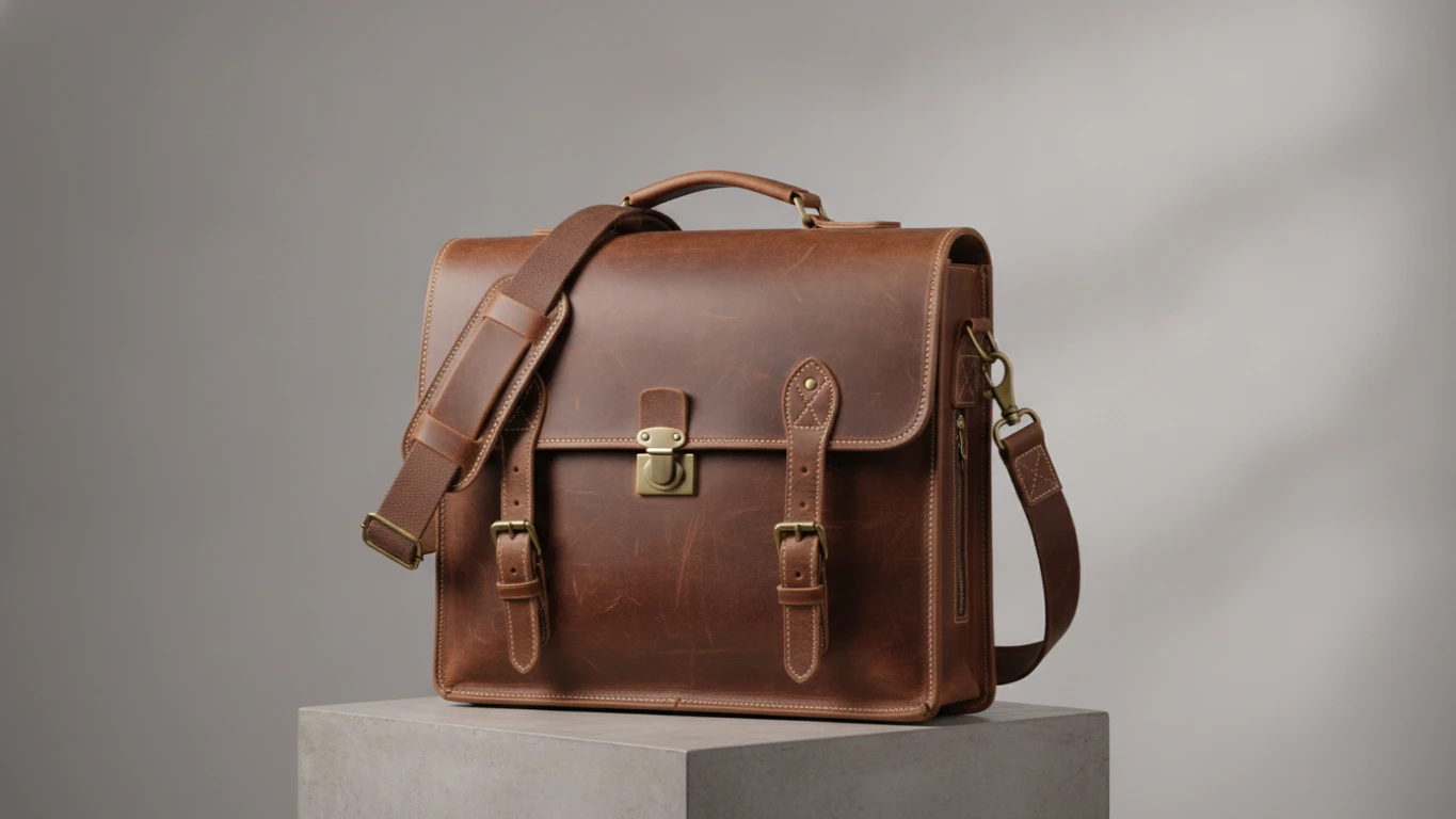 Leather Briefcase Messenger Bag
