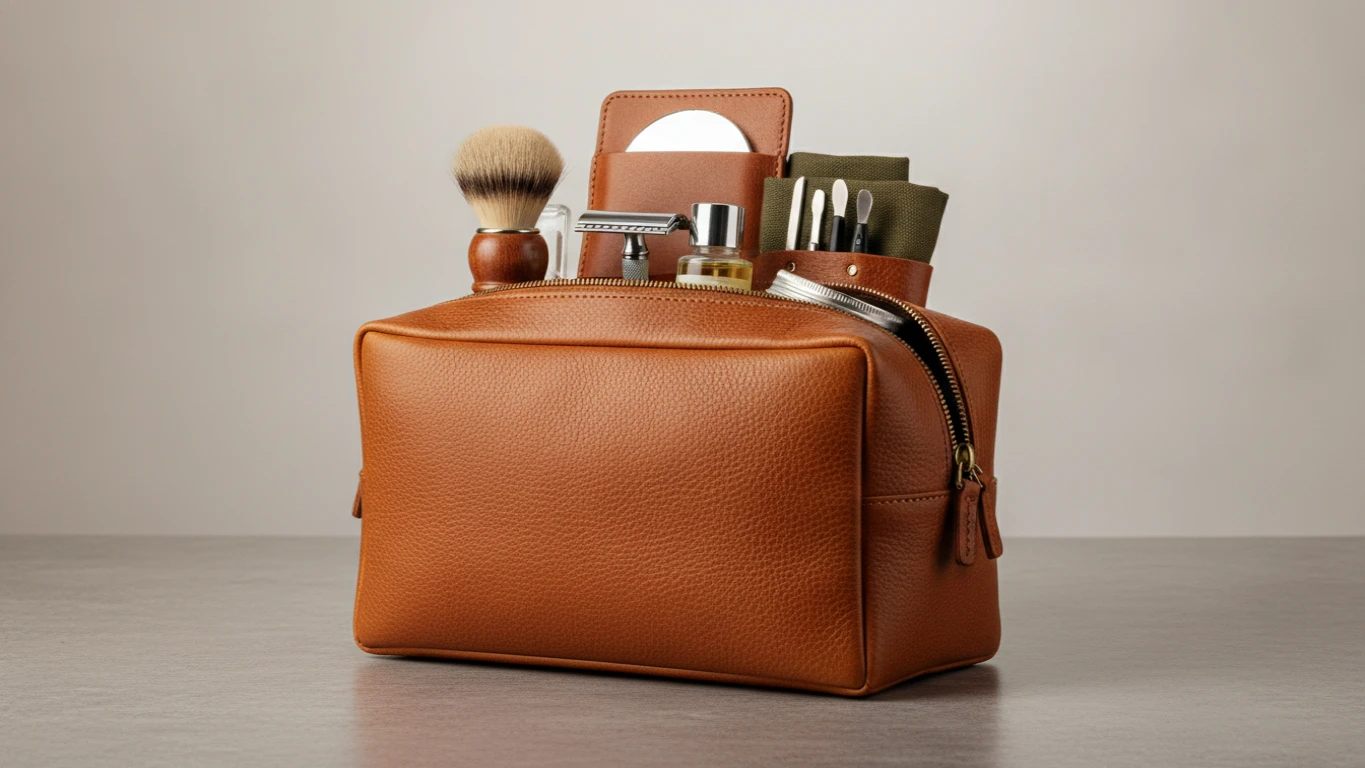 Leather Grooming and Toiletry Kit