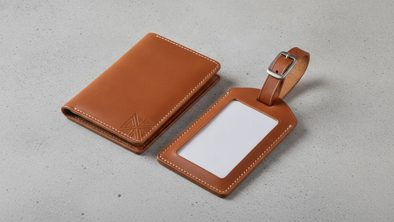 Leather Passport and Luggage Set