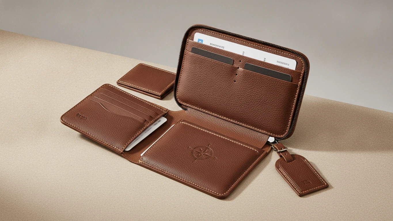 Leather Passport and Travel Organizer Set