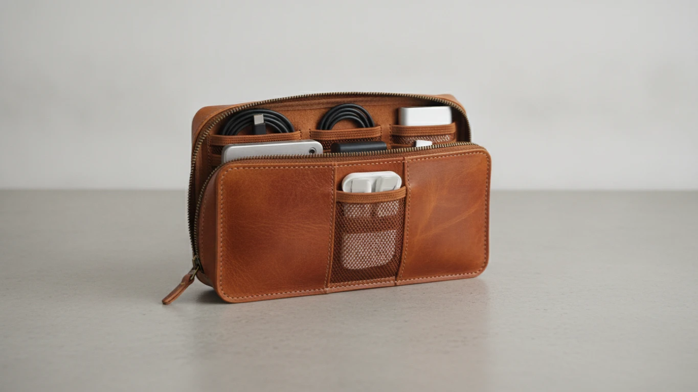 Leather Travel Tech Organizer