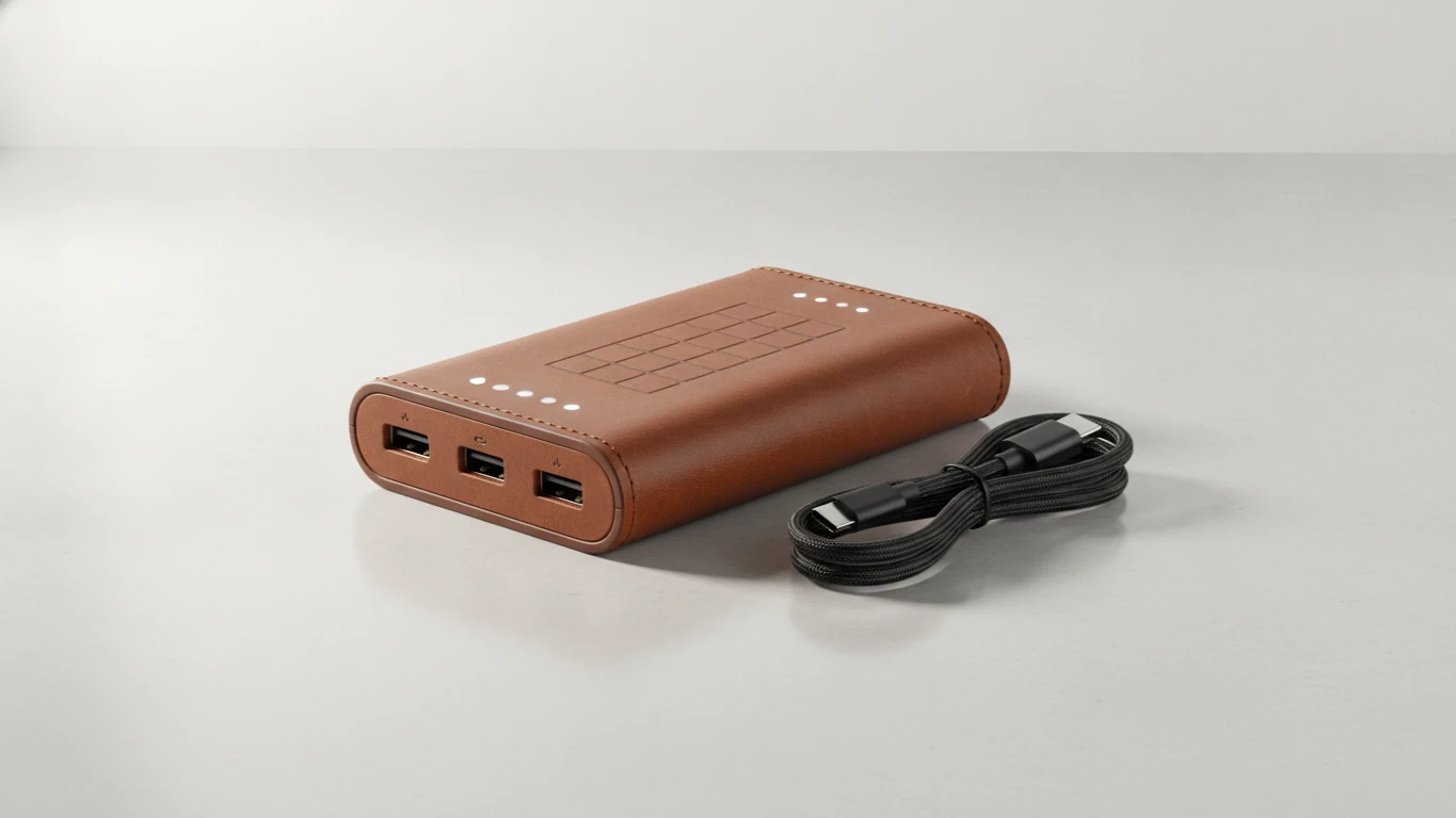 Leather-Wrapped Portable Power Bank