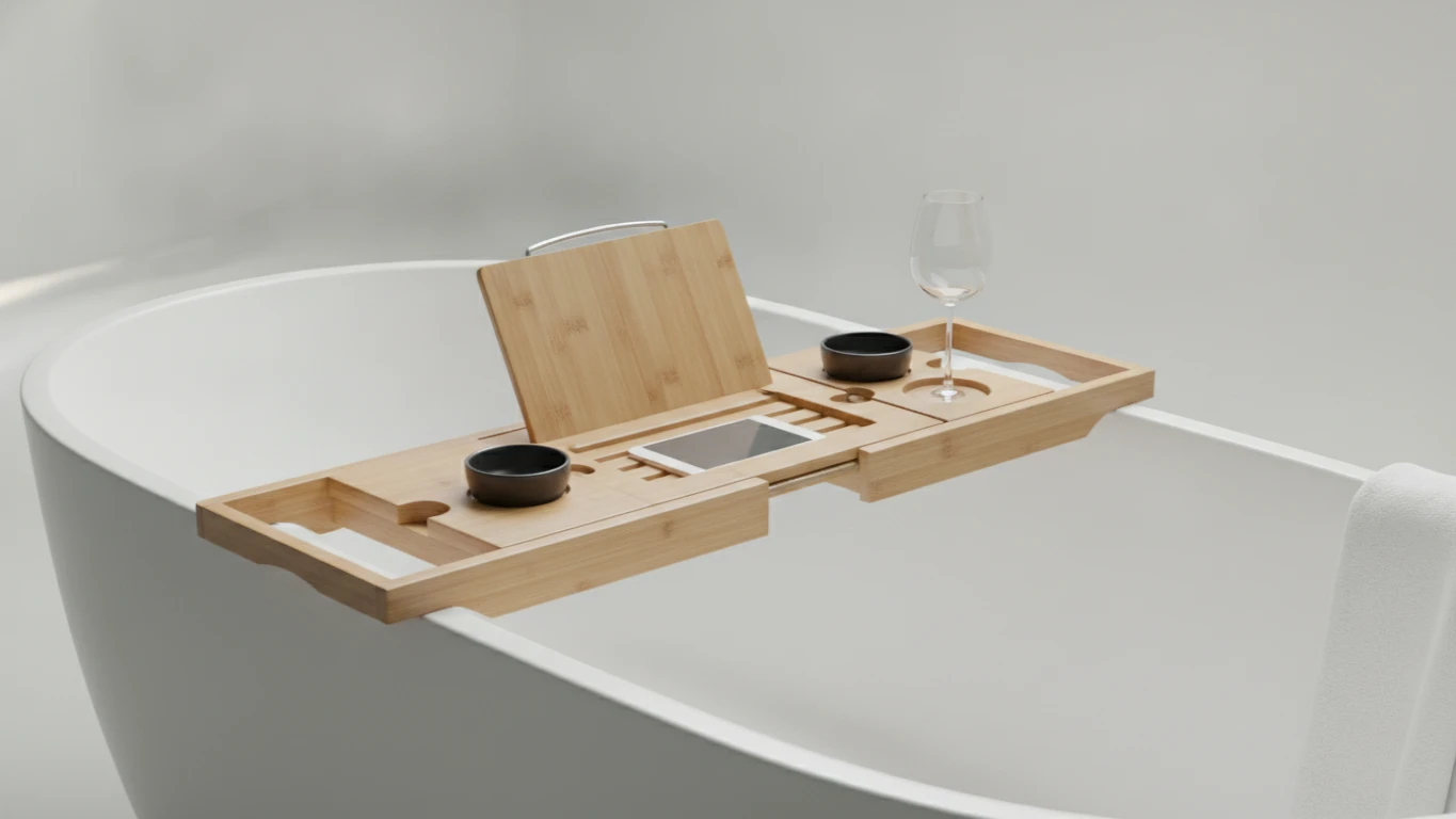Luxury Bamboo Bathtub Caddy Tray