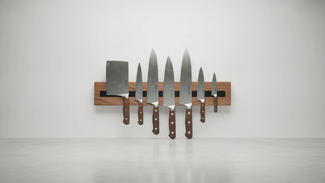 Magnetic Hardwood Kitchen Knife Bar