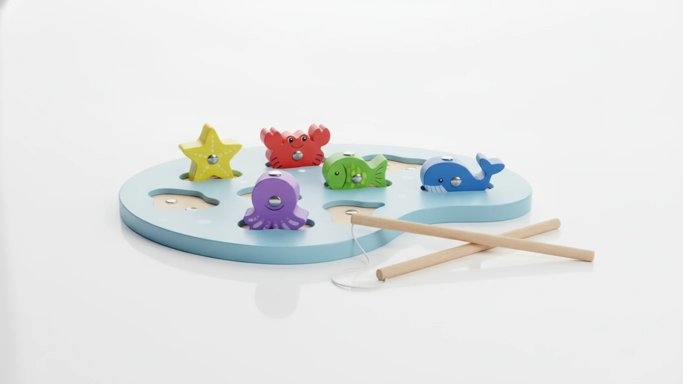Magnetic Wooden Fishing Game