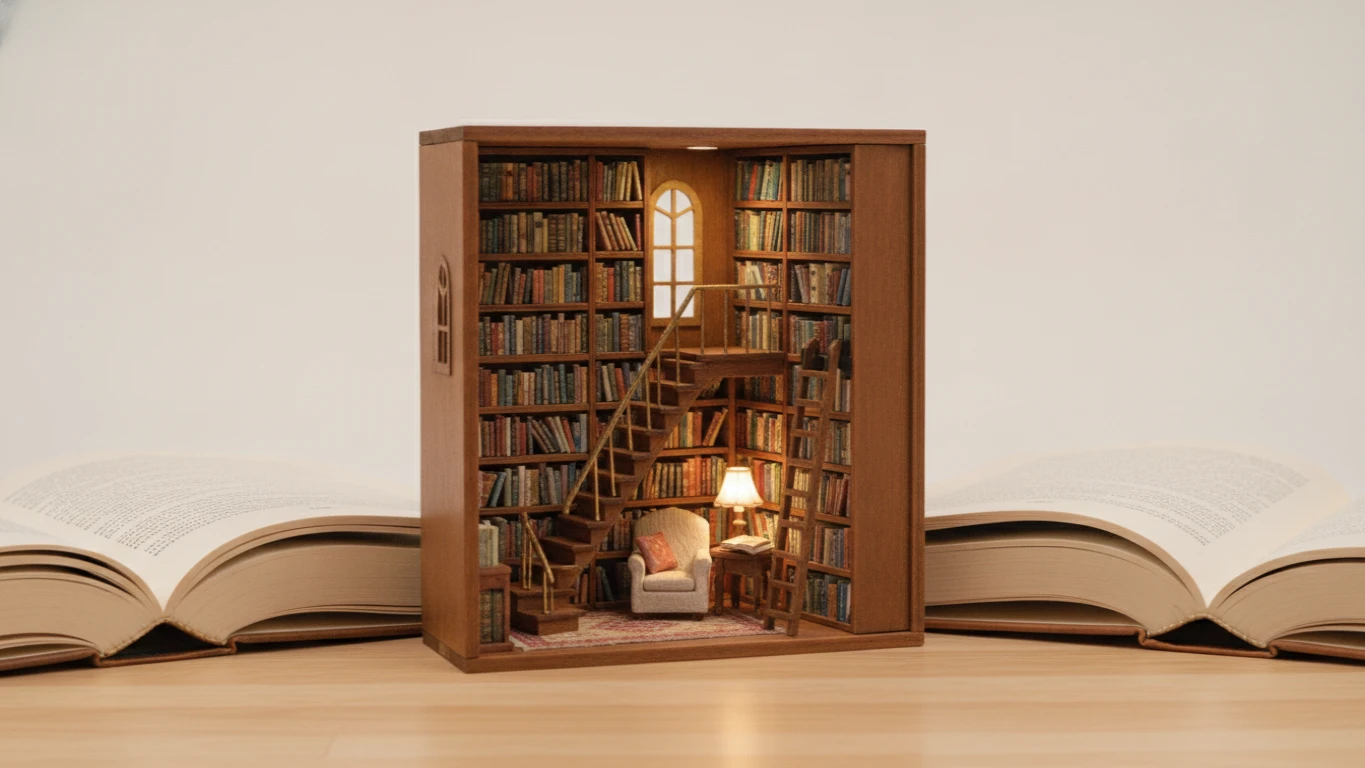 Miniature DIY Library Book Nook Insert