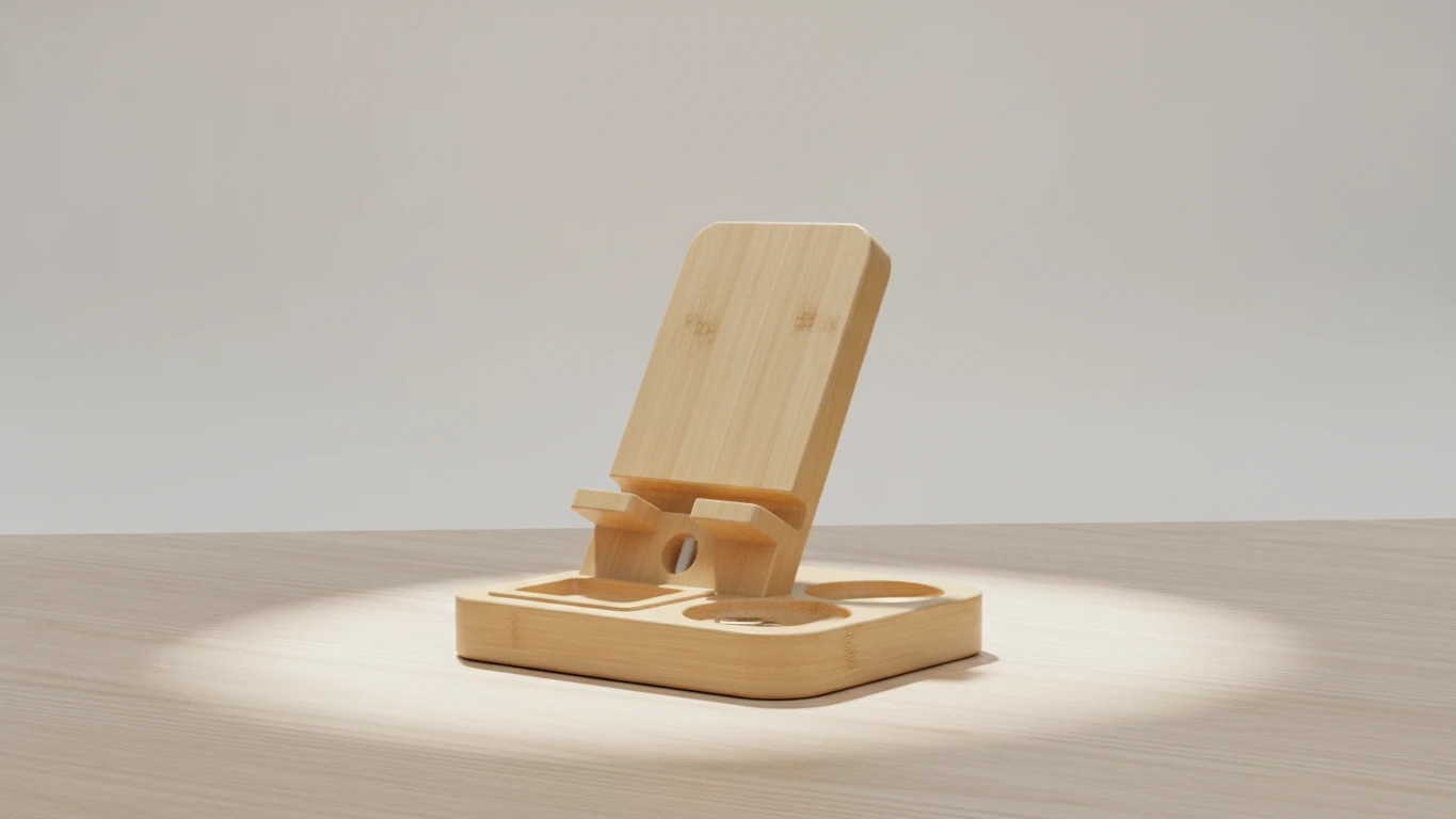 Minimalist Bamboo Phone Docking Station