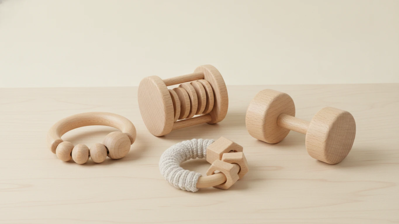 Montessori-Inspired Wooden Rattle Set