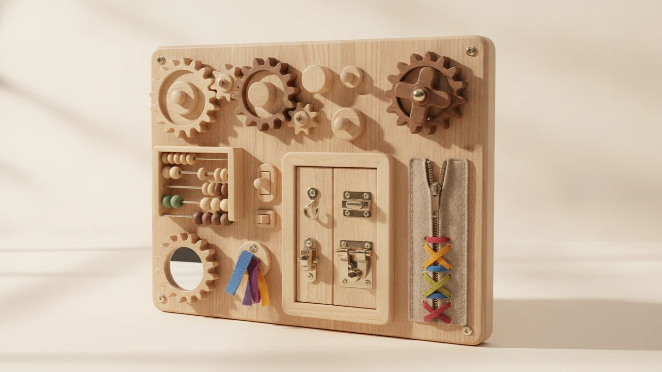 Montessori-Style Wooden Busy Board